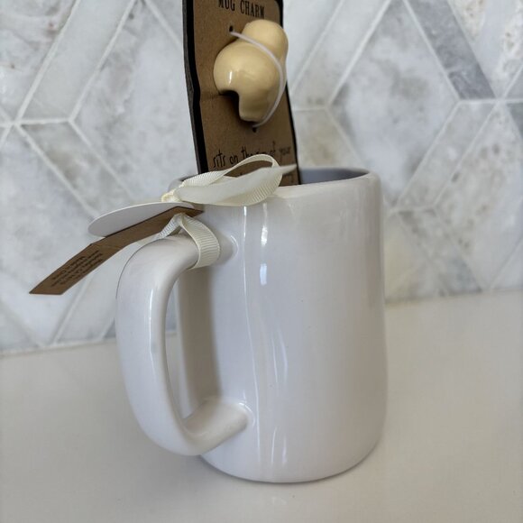 Rae Dunn Chirp White Mug with Yellow Chick Mug Charm New - Picture 3 of 9